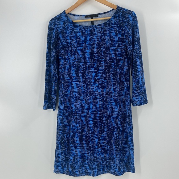 BCBG Maxazria blue black tunic dress top relaxed fit - Picture 3 of 12